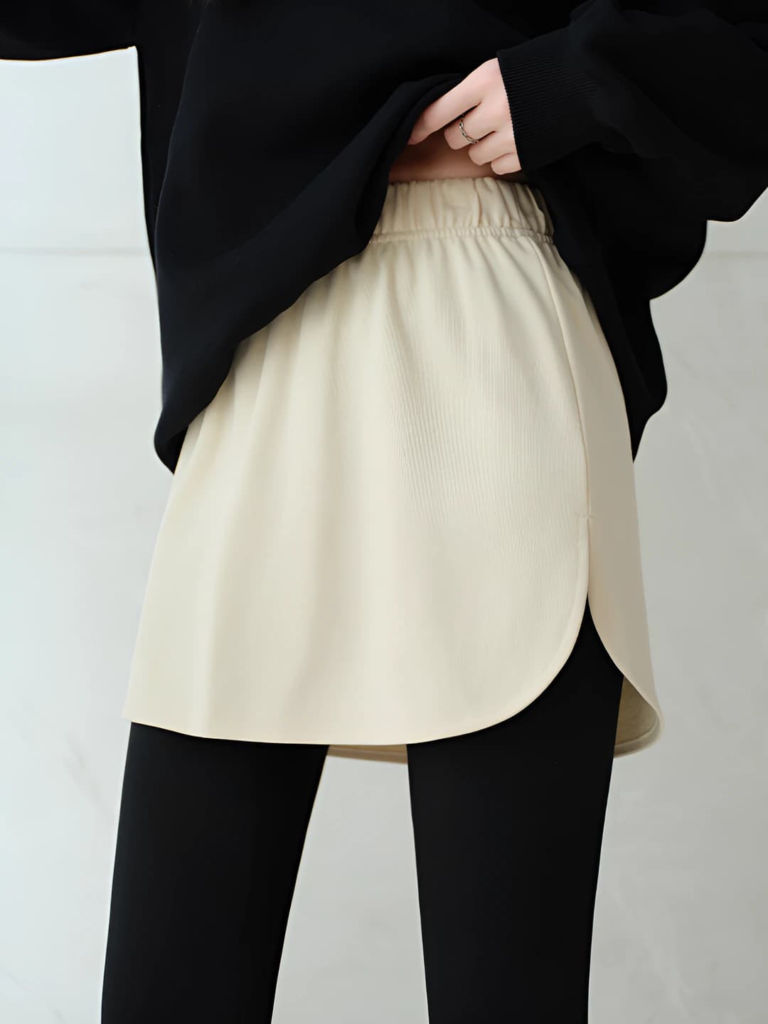 Women's short A-line layering skirt for autumn-winter, 80-90% cotton, 30% and above polyester, stretch, solid colour, street style, for pairing with sweatshirt