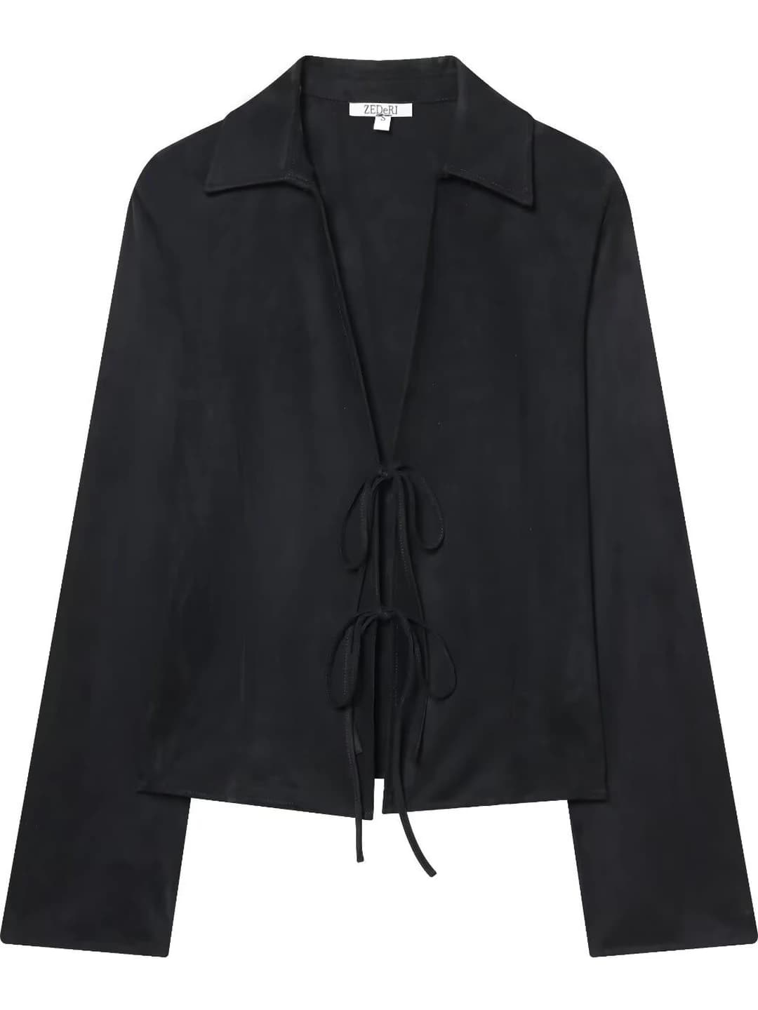 Ayollar uchun 2026 bahor uzun yengli, old qismi yopilishi: bog'ichli, bir rangli, ko'ylak-shirt