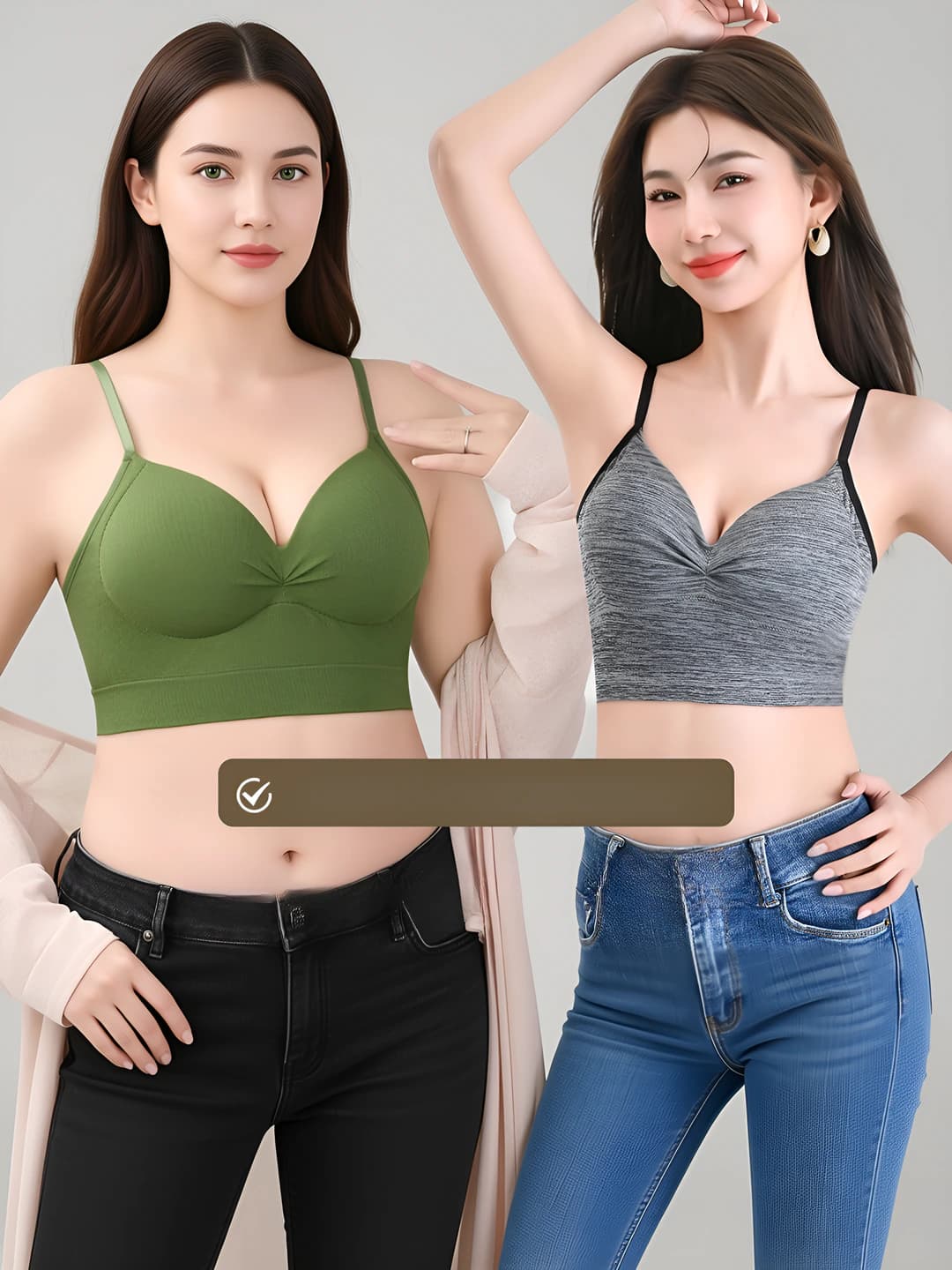 Women's plus-size seamless tank-top style bra with fixed cups, breathable, moisture-wicking, wire-free