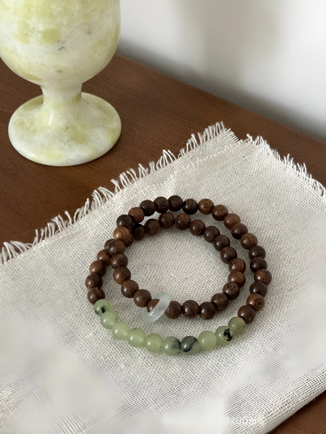 Double layer [Gold sandal+Grape jade+Ring]