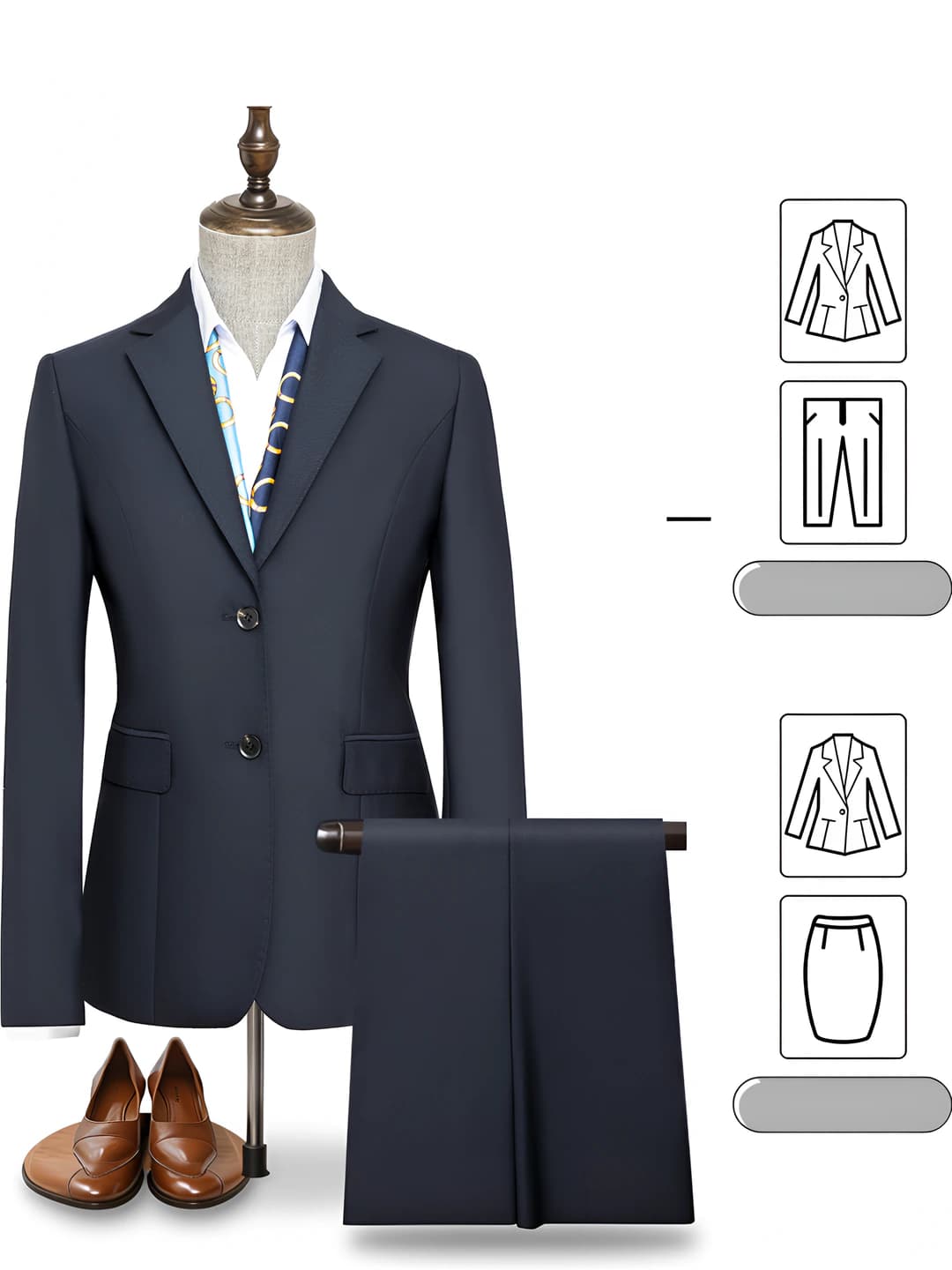 Navy blue [70% wool] (no back slit) - suit