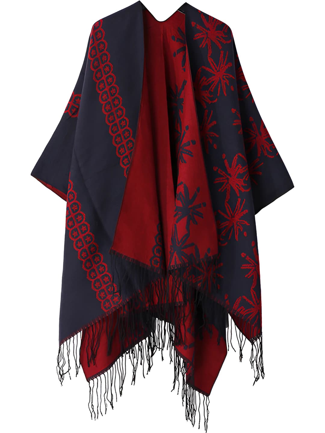 Flocked Large Flowers - Red Zang