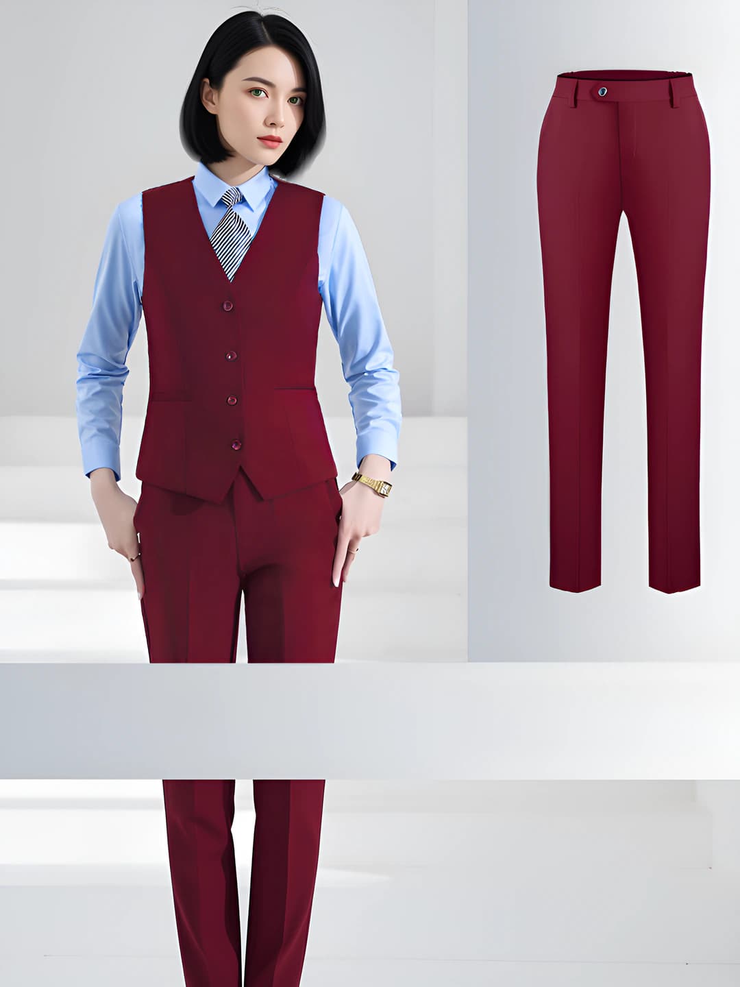Wine red + Trousers