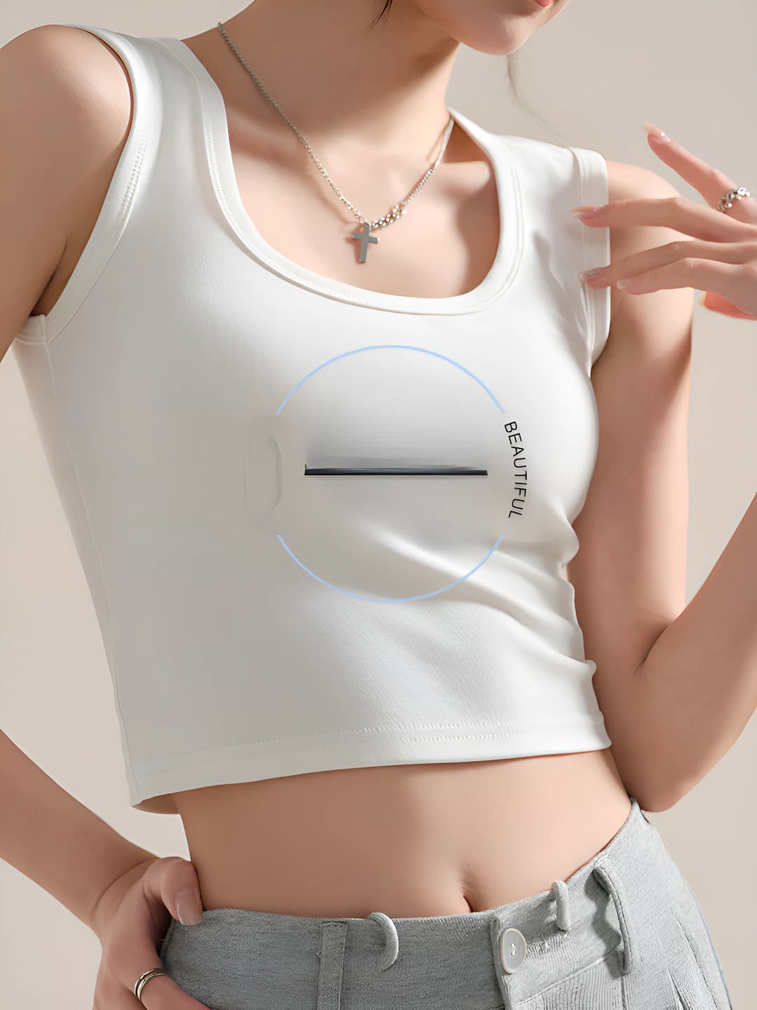 Women's cropped tank top, slim fit, casual, sports, slimming, 90% cotton