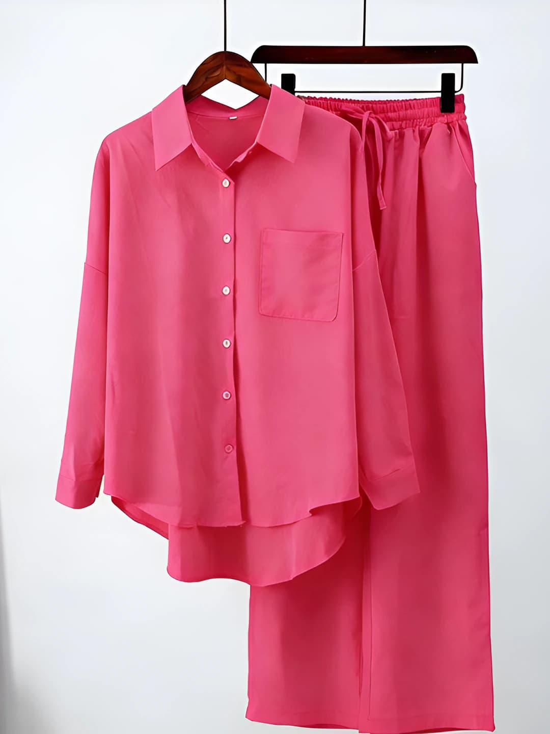 Women's loose fit stretch long sleeve blouse and wide-leg trousers casual two-piece set for autumn-winter 2026