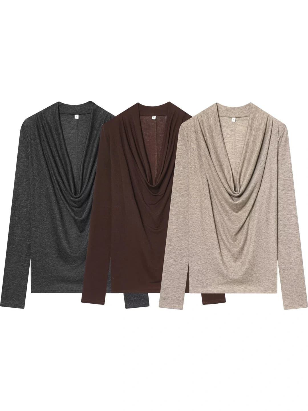 Women's long sleeve V-neck longsleeve, polyester, H-fit, casual style