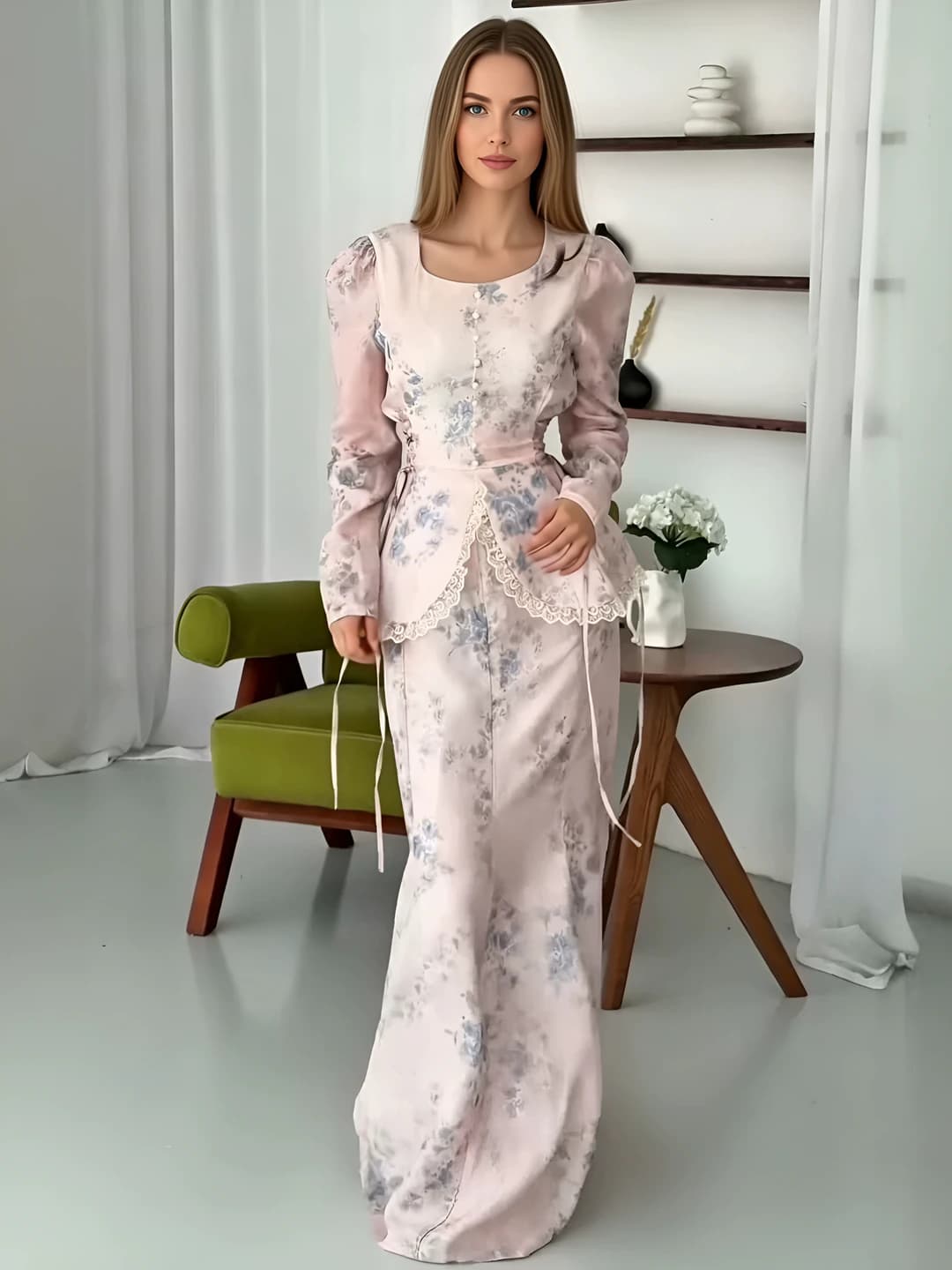 Light pink [blue flowers]