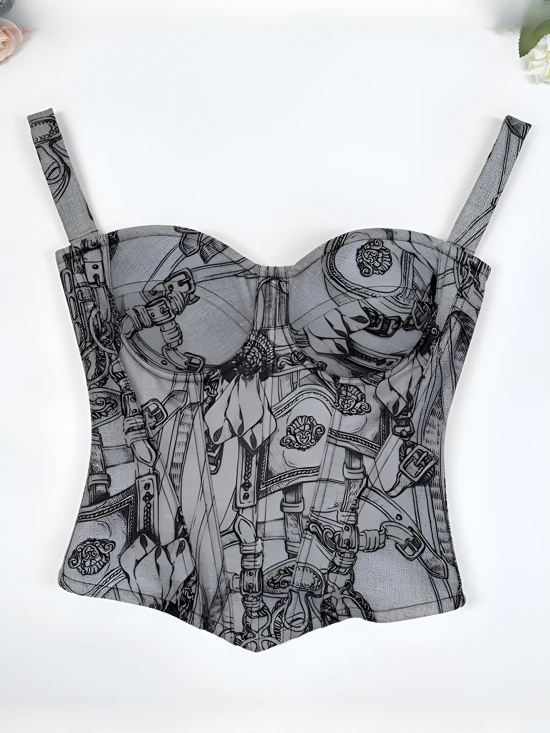 Women's Korean style sleeveless cropped stretch corset in punk style