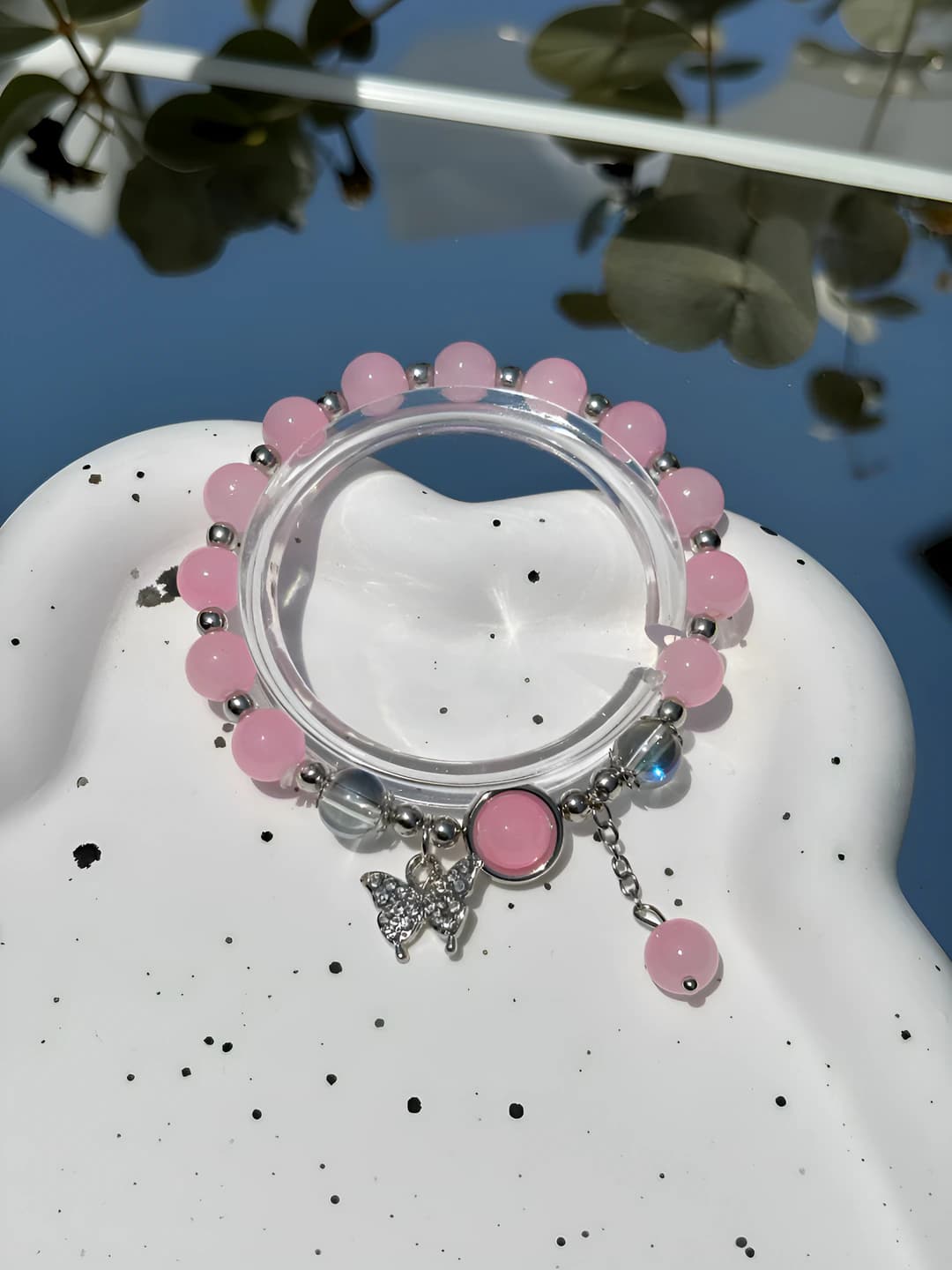 Pink, butterfly, cat's eye