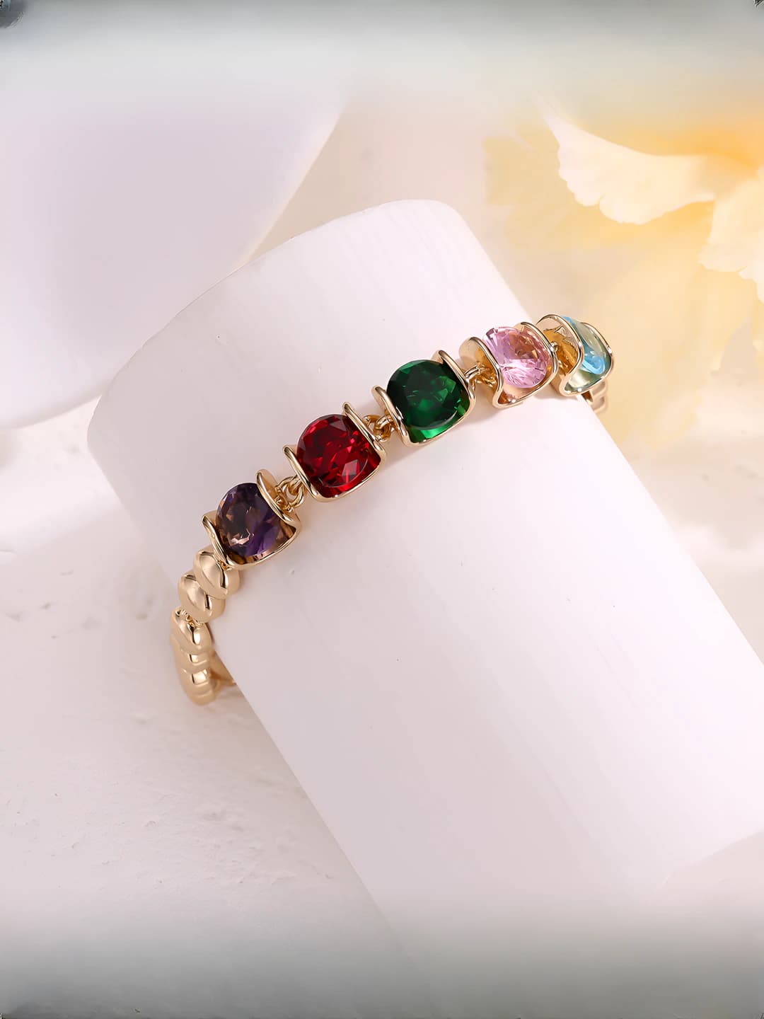 Women's bracelet with colored zircons in an elegant style
