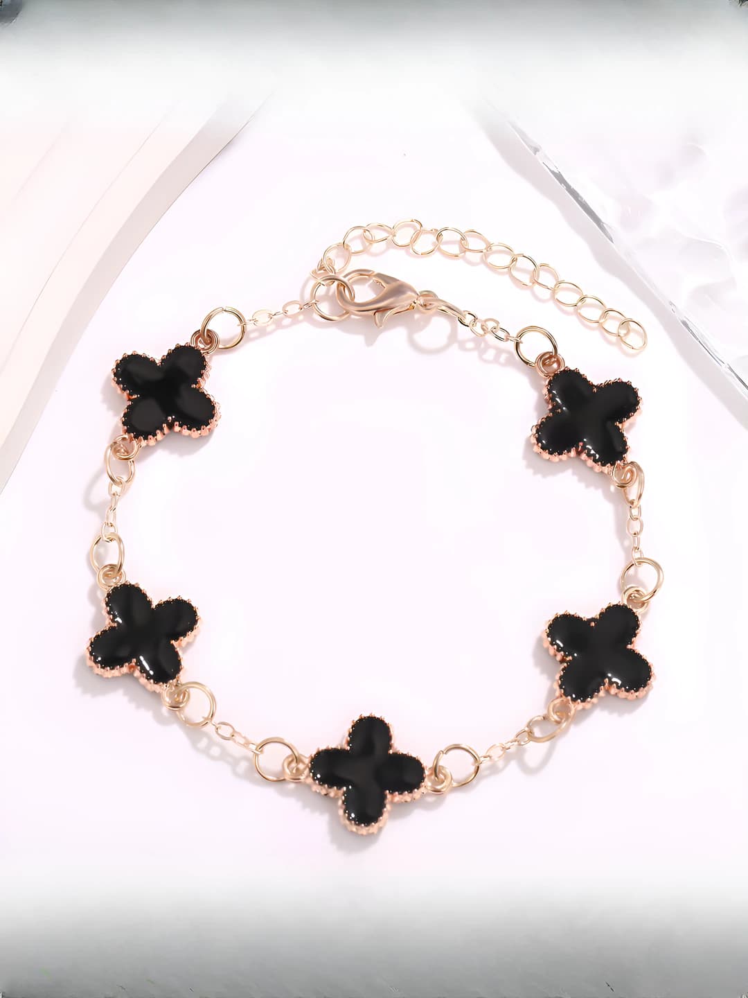 L627 Black four-leaf clover bracelet