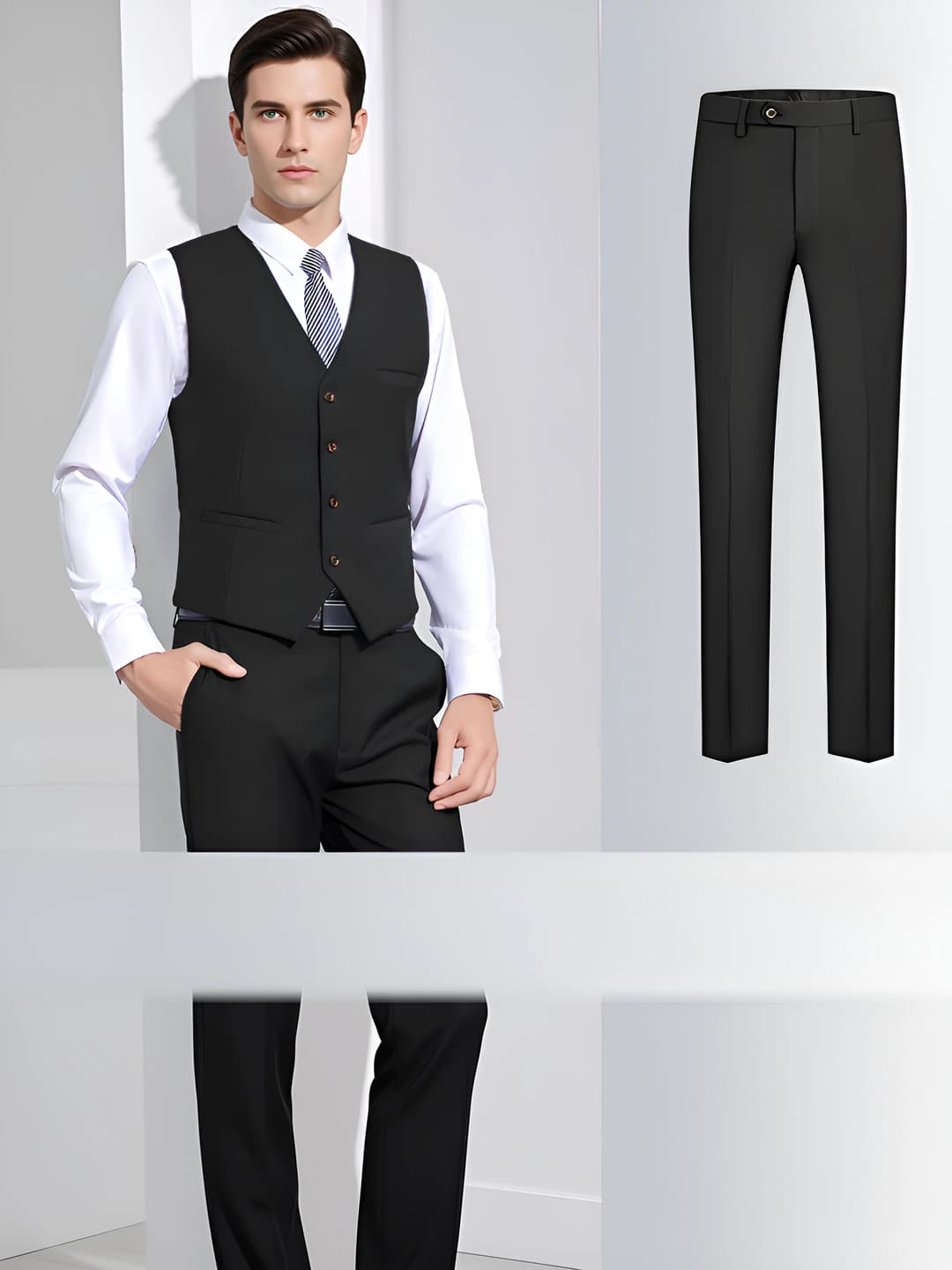 Men's black vest + men's pants