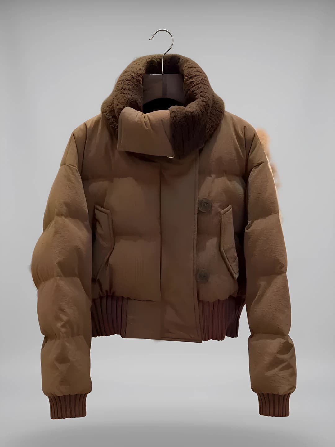 Women's 2026 winter padded jacket, cropped, loose fit, Korean style, casual, thickened, high neck, long sleeve, zip, petite