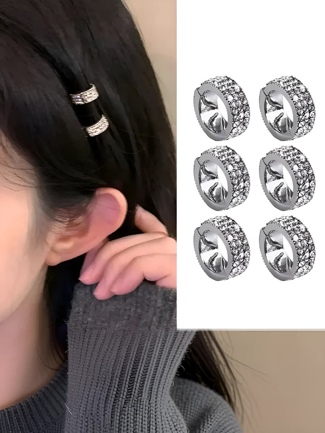 Women's high-crown round metal hair clips for bangs and sides, niche style