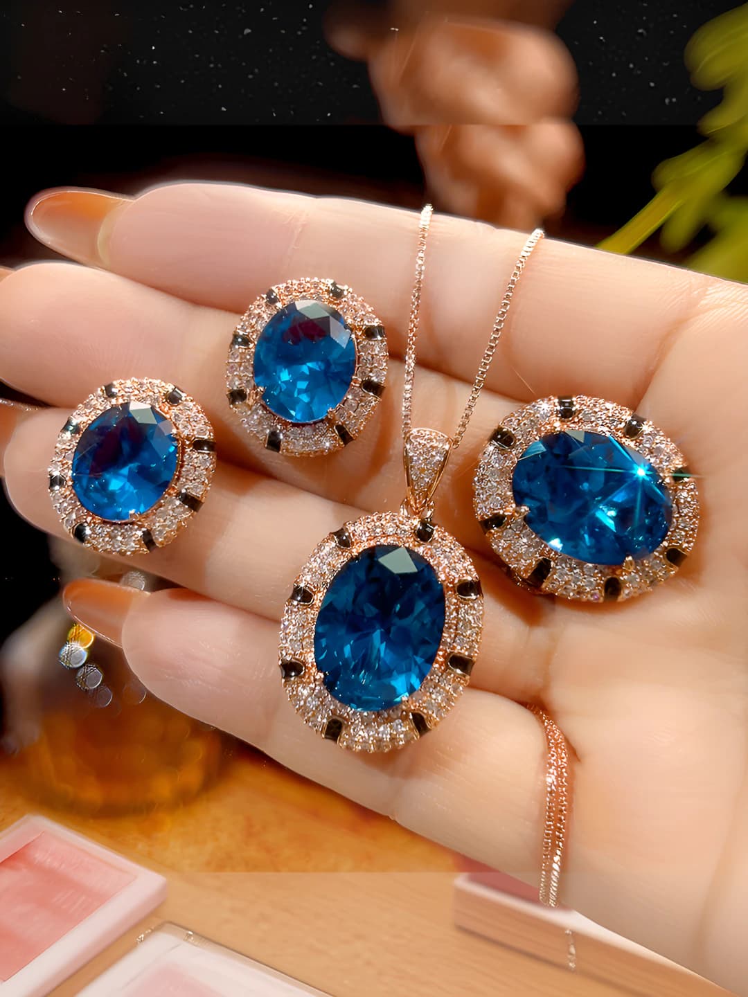 Women's retro gold-plated brass set, 12*16*10*12 mm