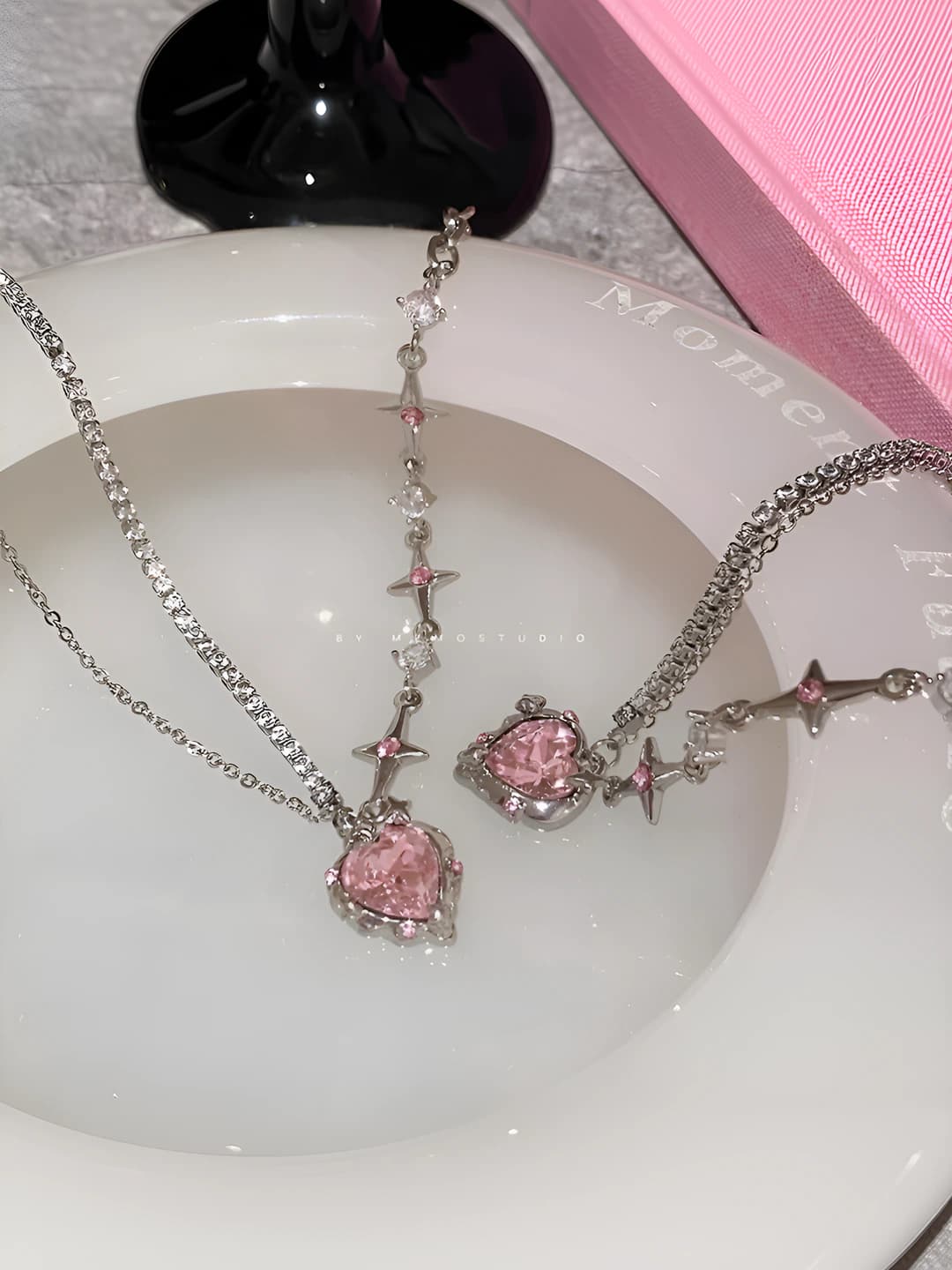 M567 Pink Diamond Heart Necklace