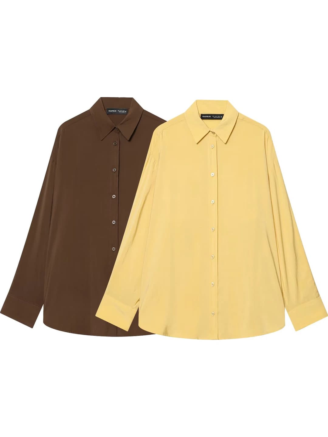 Women's long sleeve loose fit POLO collar solid colour shirt