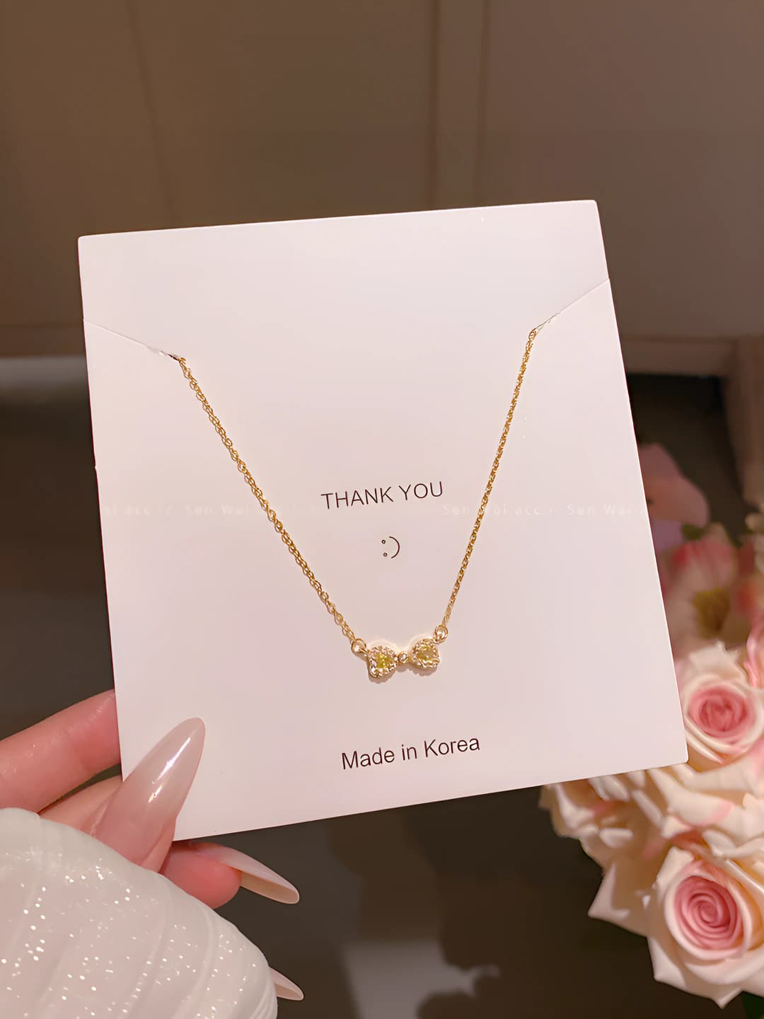 Women's 2026 gold micro-zircon bow titanium steel luxury style clavicle chain