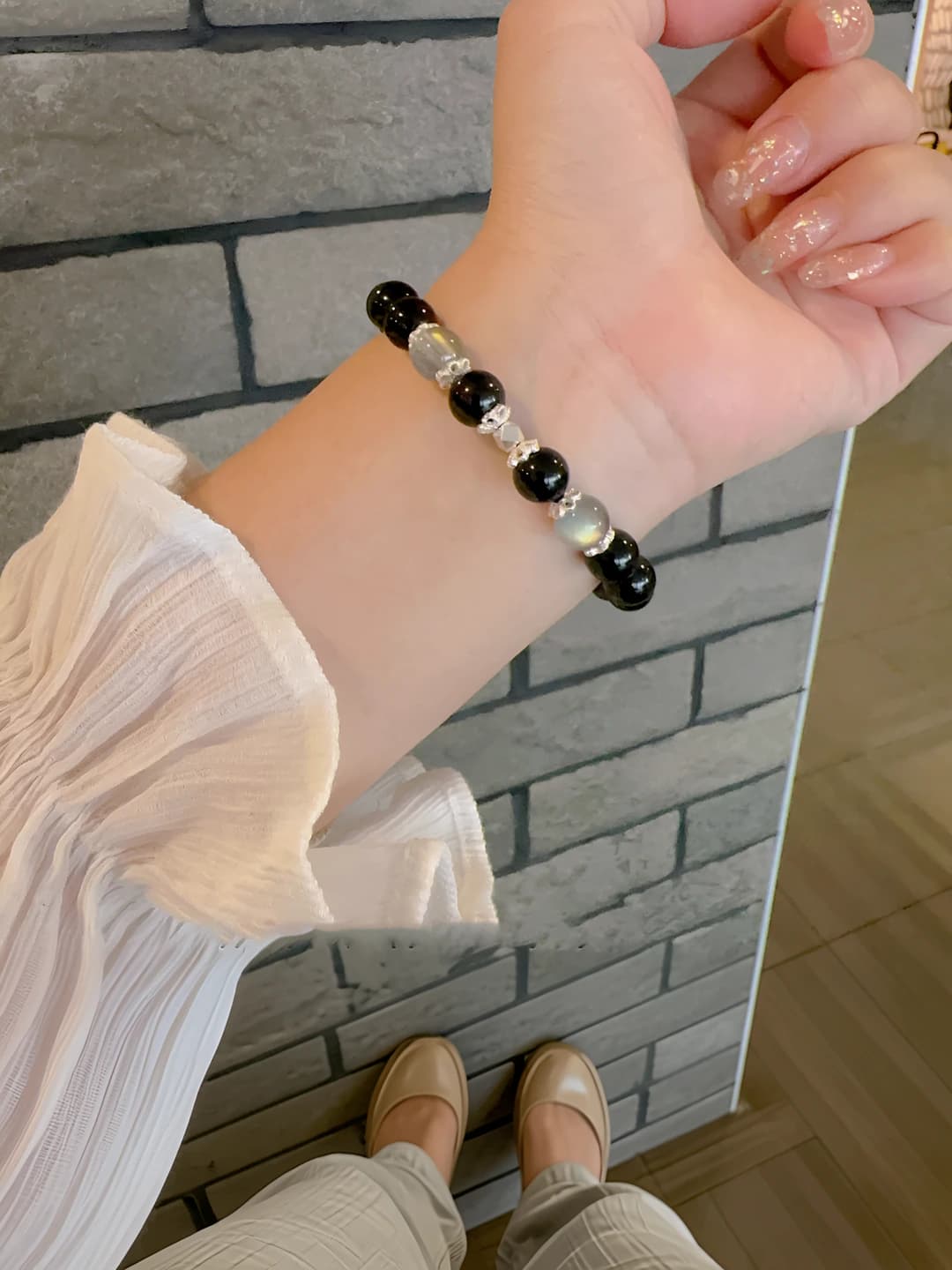 Women's obsidian and moonstone bracelet, retro style, premium look, protection and safety, gift for girlfriend