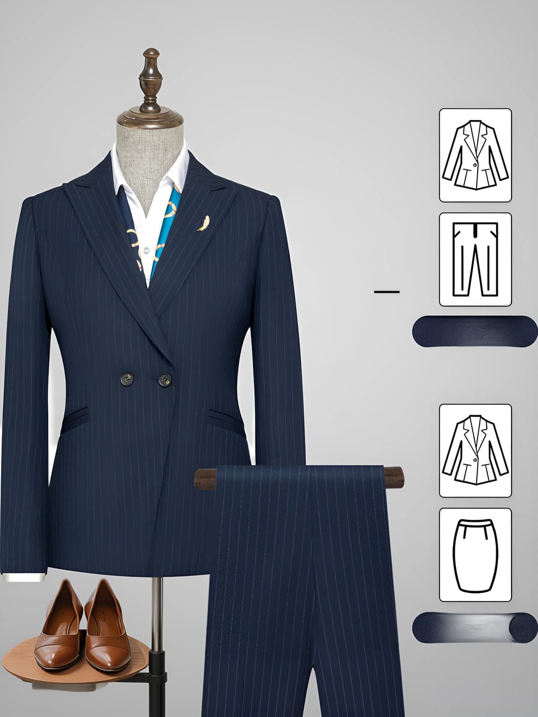 Navy striped - set (back unseamed)