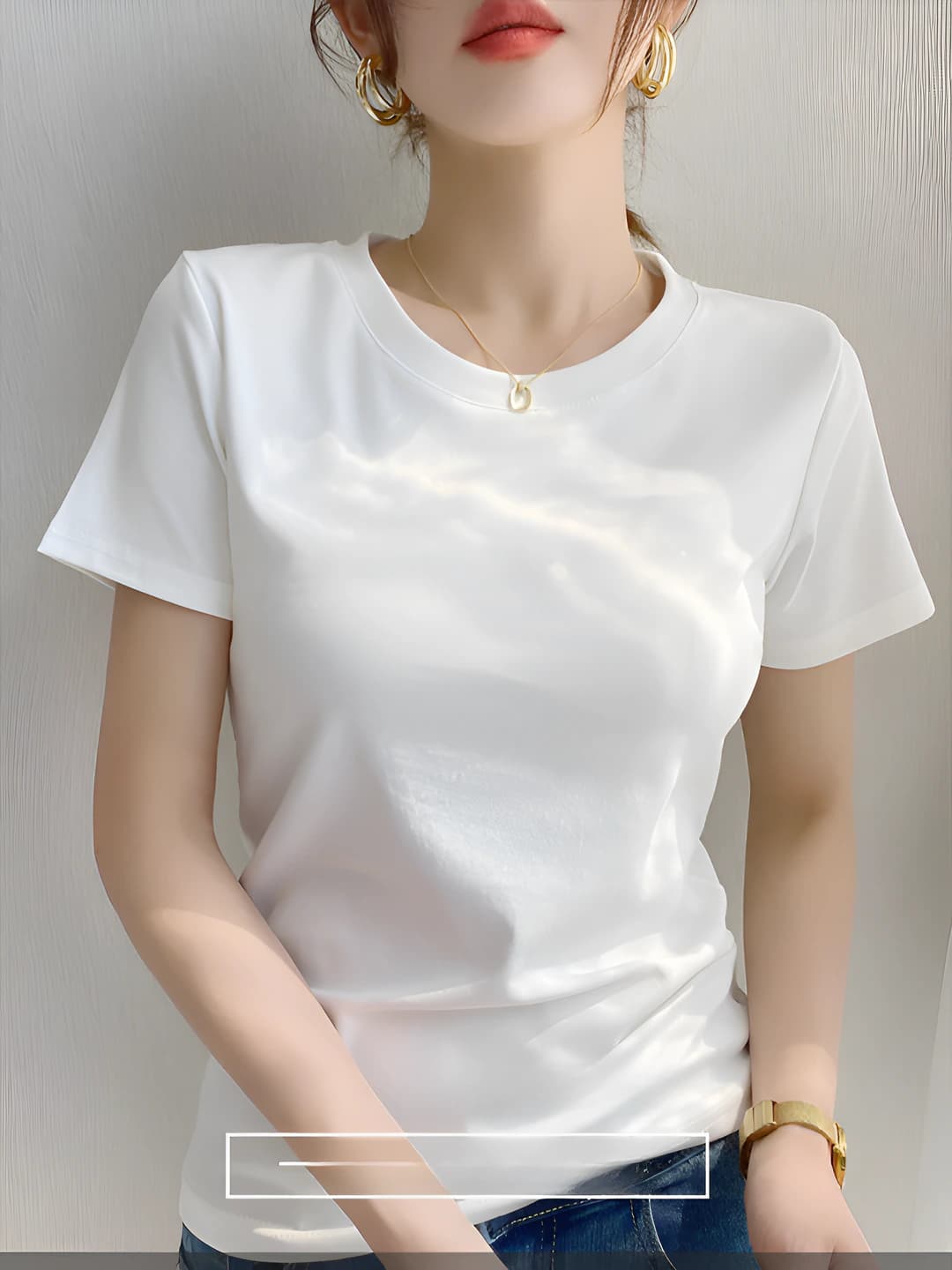 Women's pure cotton short sleeve crew neck slim fit t-shirt, 2026 summer, slimming, solid colour, casual
