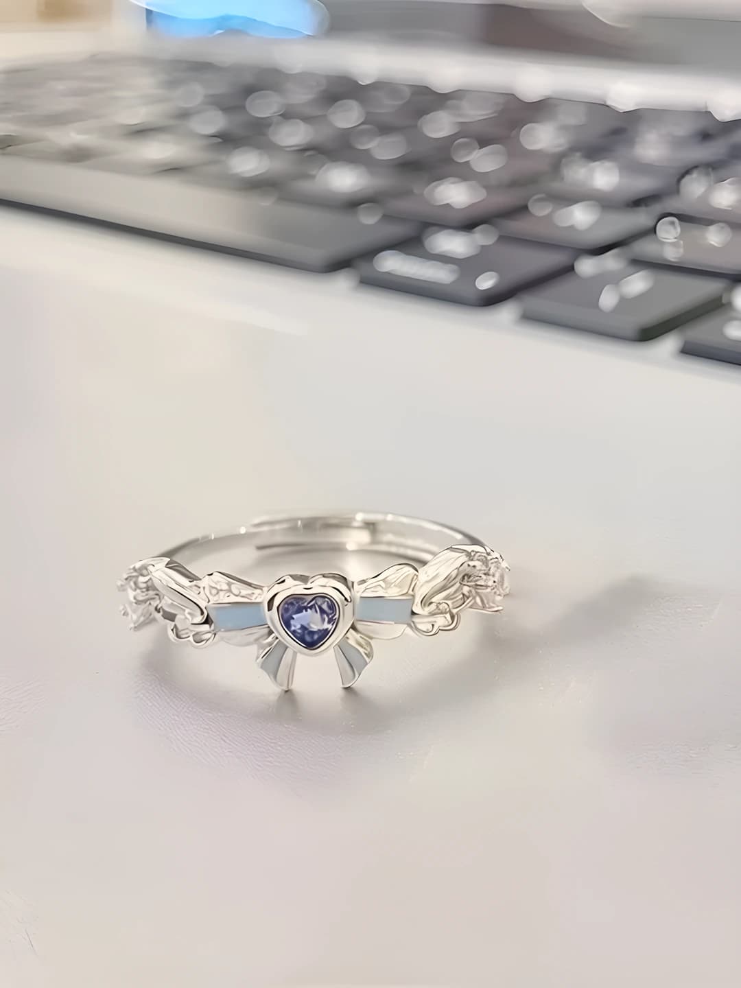 Blue bow ring