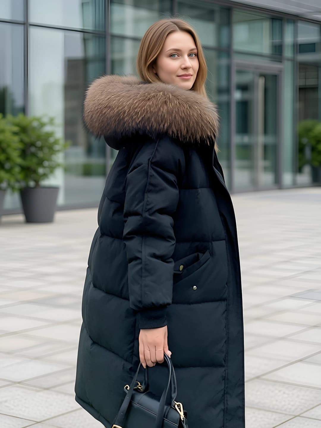 Black (removable fur hood)