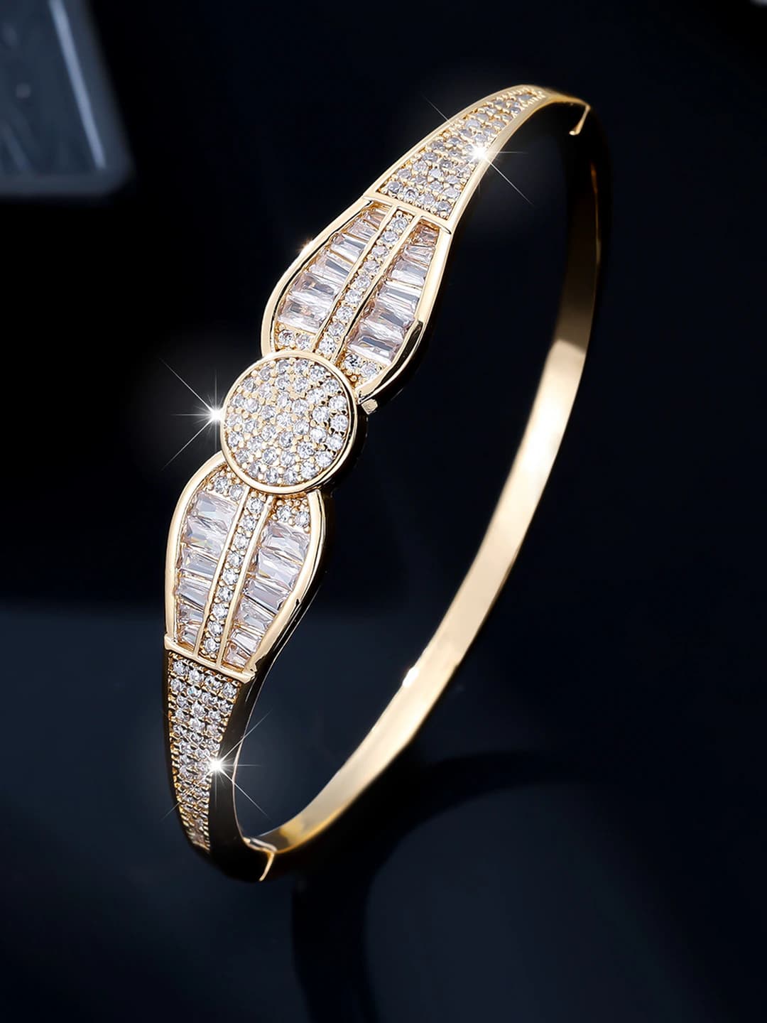 Women's modern open bangle with zircon, Korean style, simple and versatile
