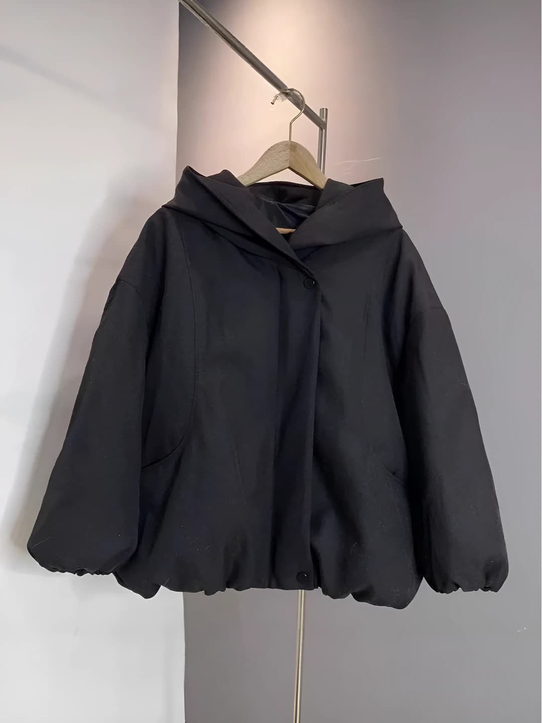 2026 Women's Winter Padded Hooded Jacket, Korean Style, Retro, Solid Colour, Loose Fit, Long Sleeve, Zip, Down-alternative Fill