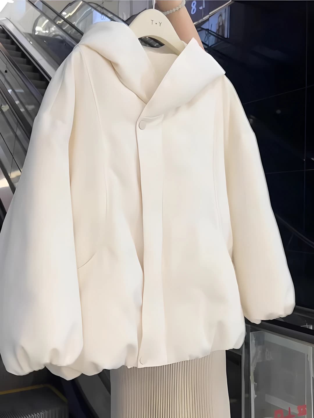 Women's winter padded jacket: Korean style, retro, solid colour, loose fit, long sleeve, zip, down-alternative fill