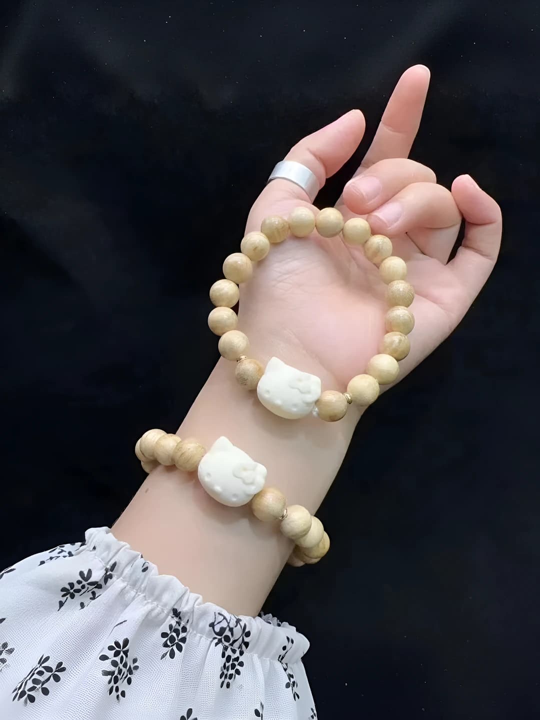 Браслет из красного дерева с котом Kitty, DIY, новый китайский стиль