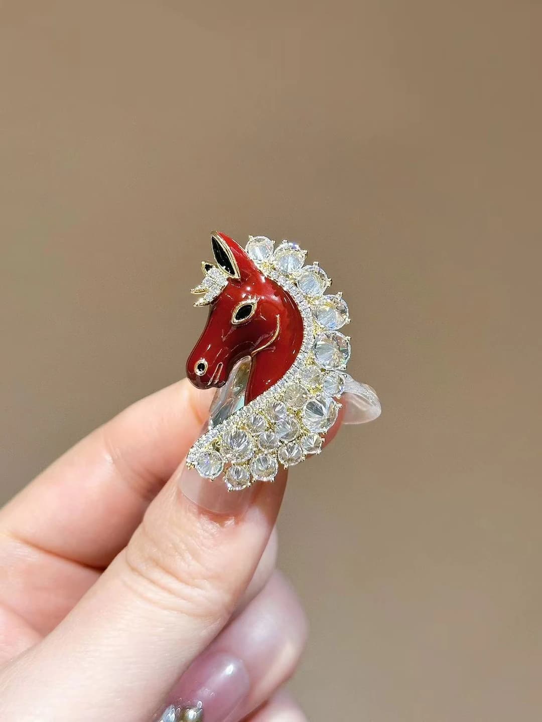 Diamond horse brooch