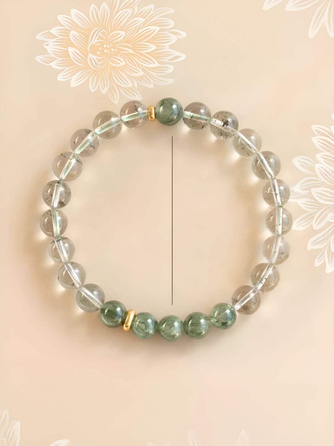 Women's natural green crystal bracelet in ethnic style with green phantom quartz