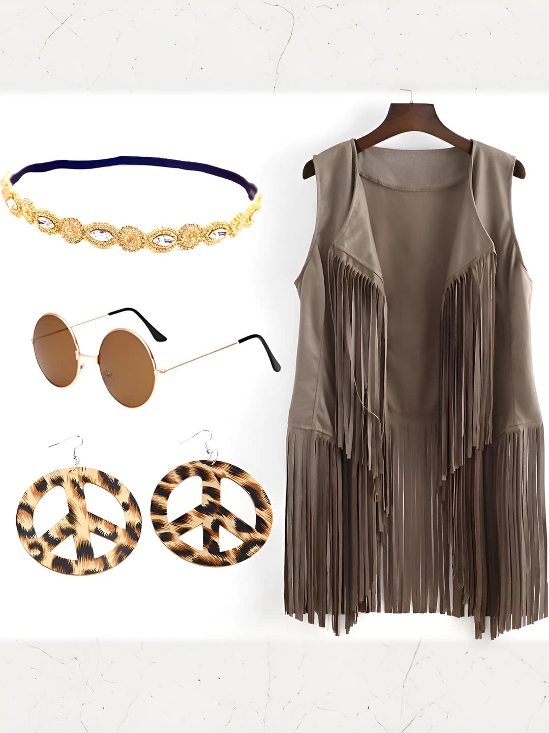 Brown accessory + beige