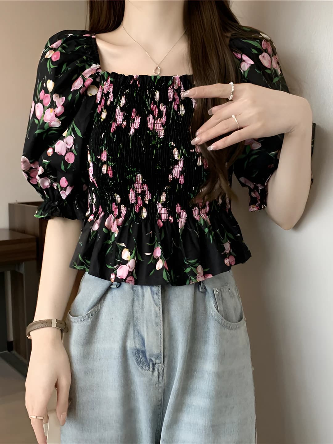 Black floral - 5 pairs