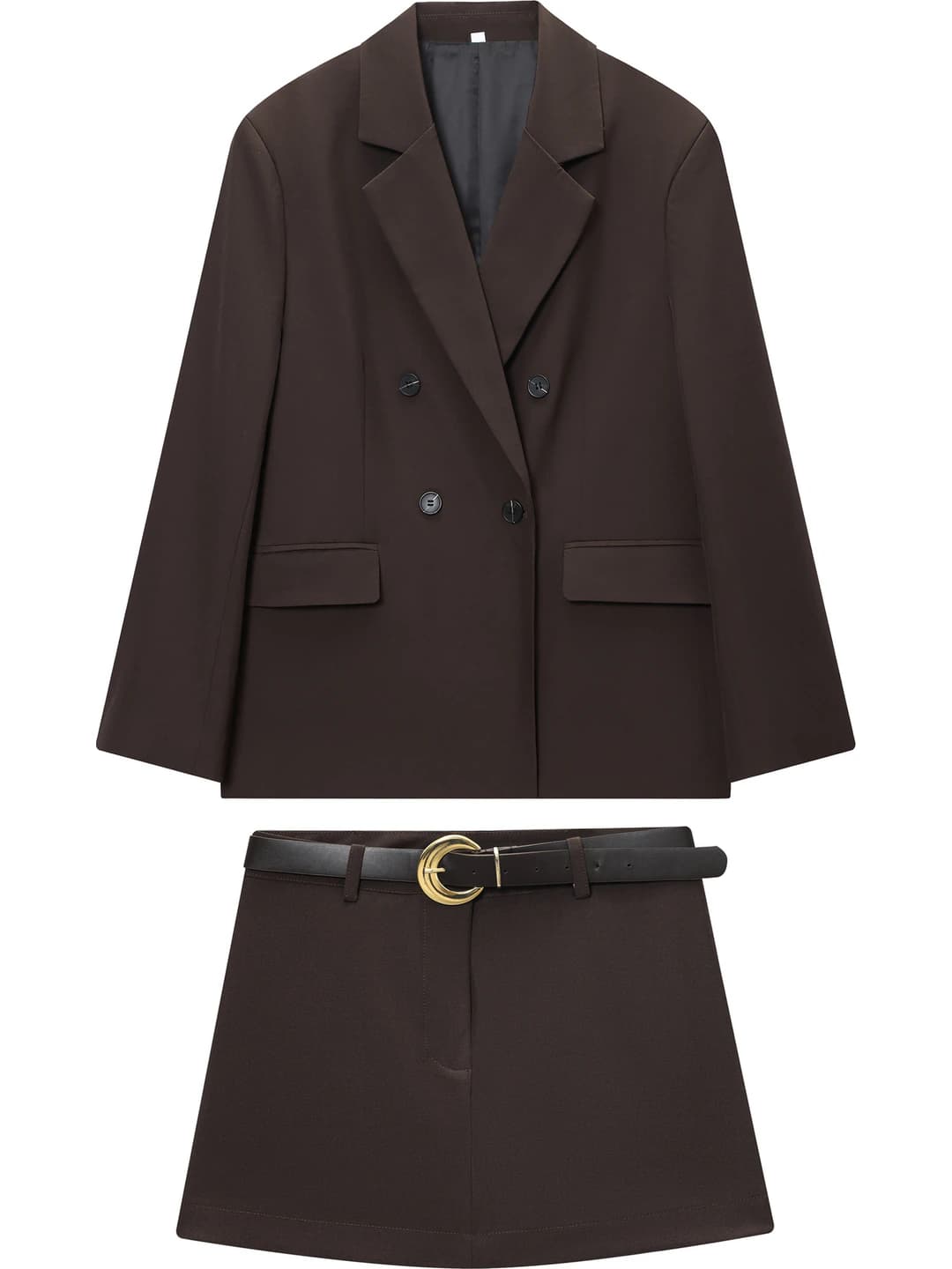 Women's suit set with skirt and blazer, long sleeve, solid colour, all-season