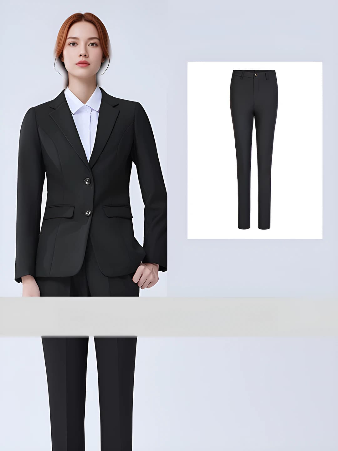 Black suit + women's trousers