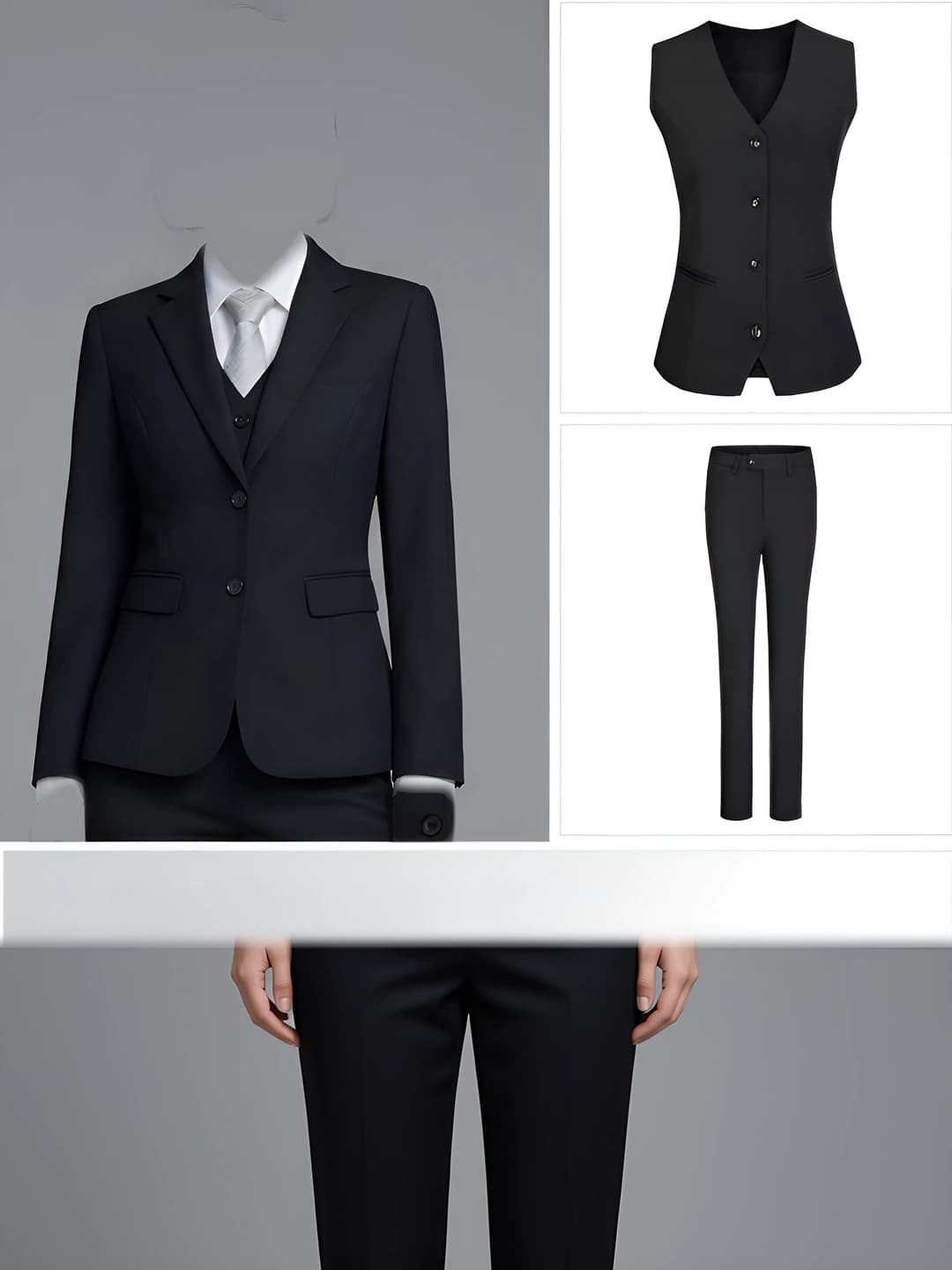 Women - Black [Suit + Vest + Trousers]