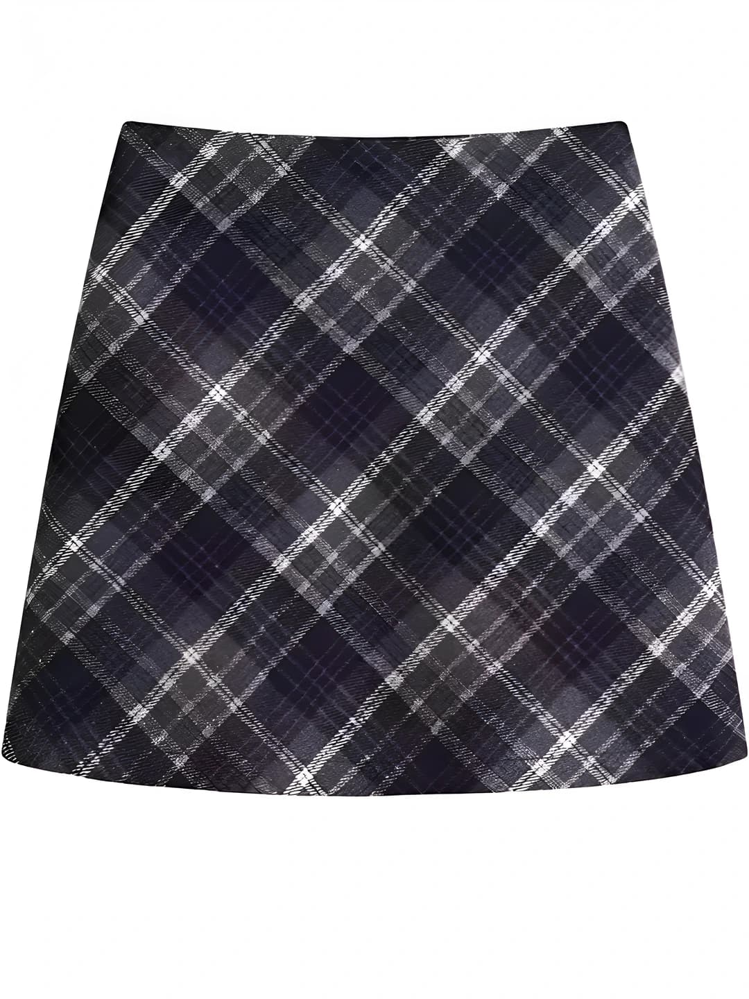 Women's retro high-waist checked A-line mini skirt, spring-autumn, plus size, fabric