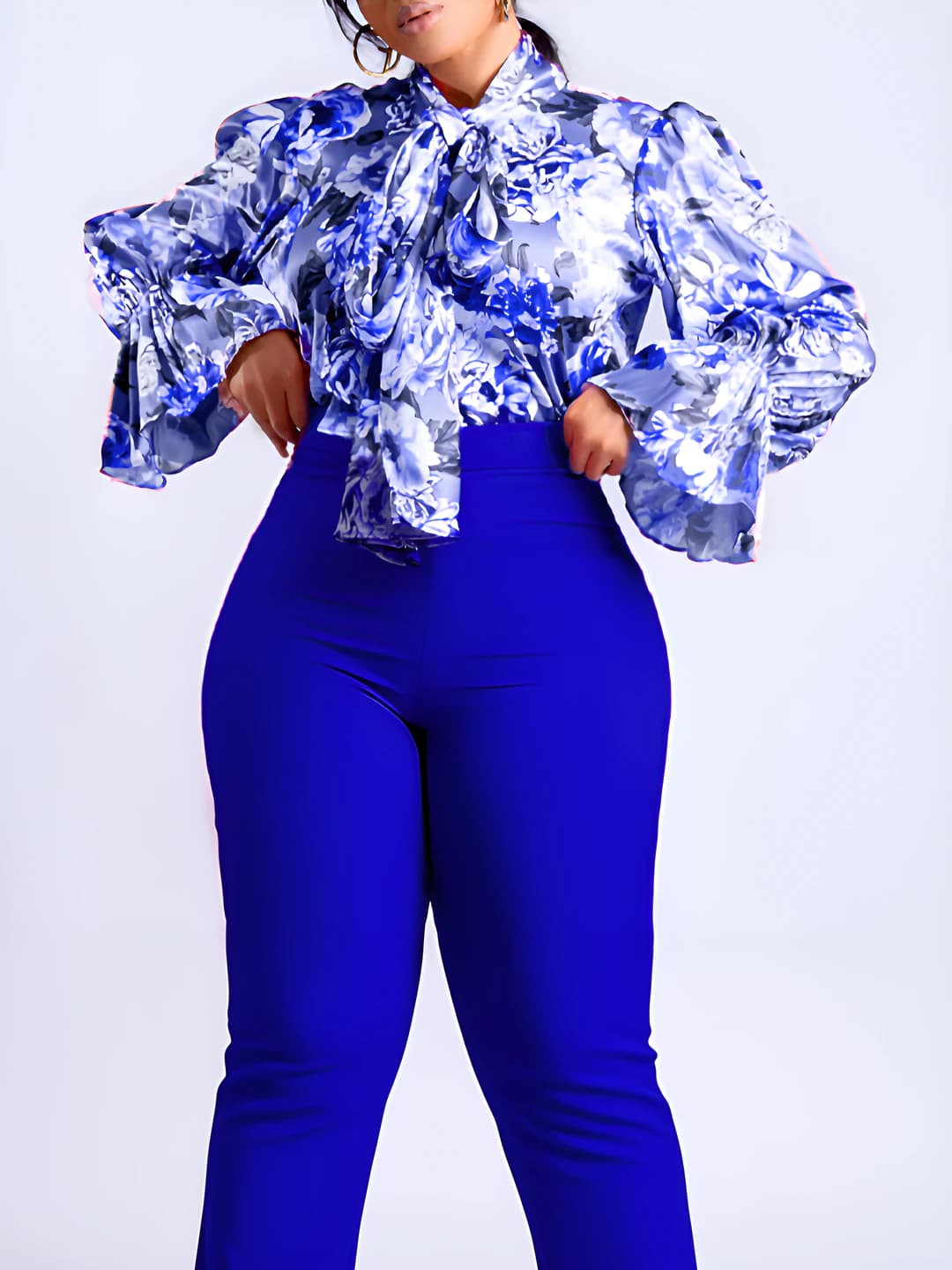 Women's floral print blouse, long sleeve, loose fit, slimming, plus size