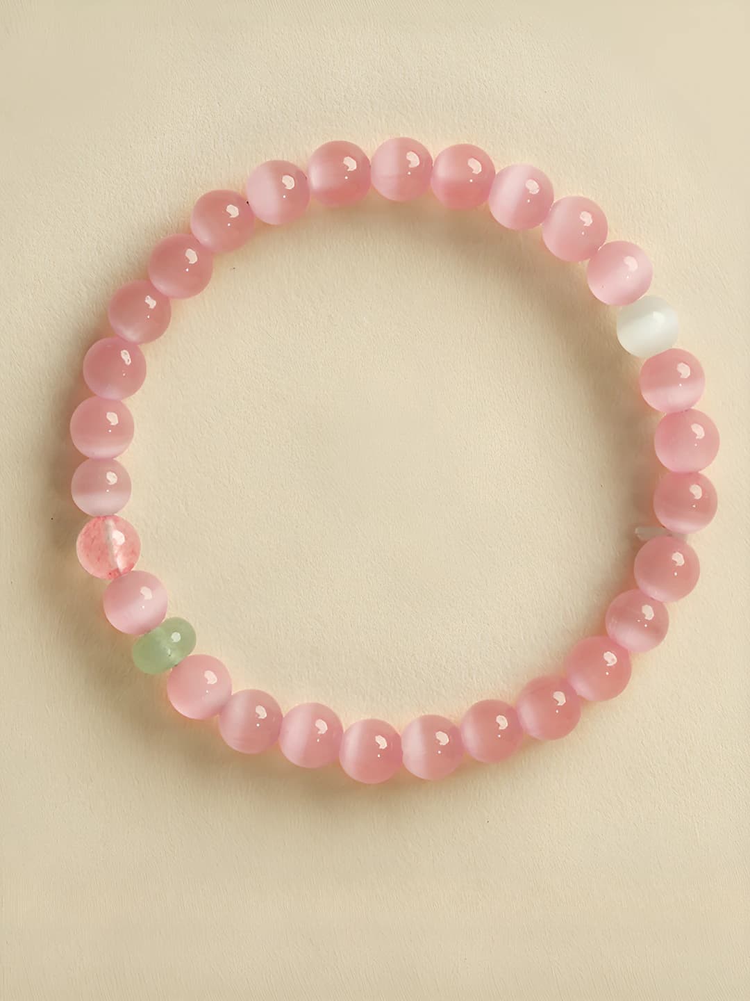 Розовый кошачий глаз браслет 6mm