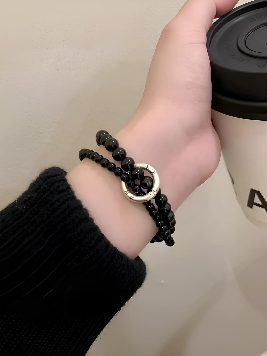 Women's new Chinese style glass double-layer retro beaded bracelet