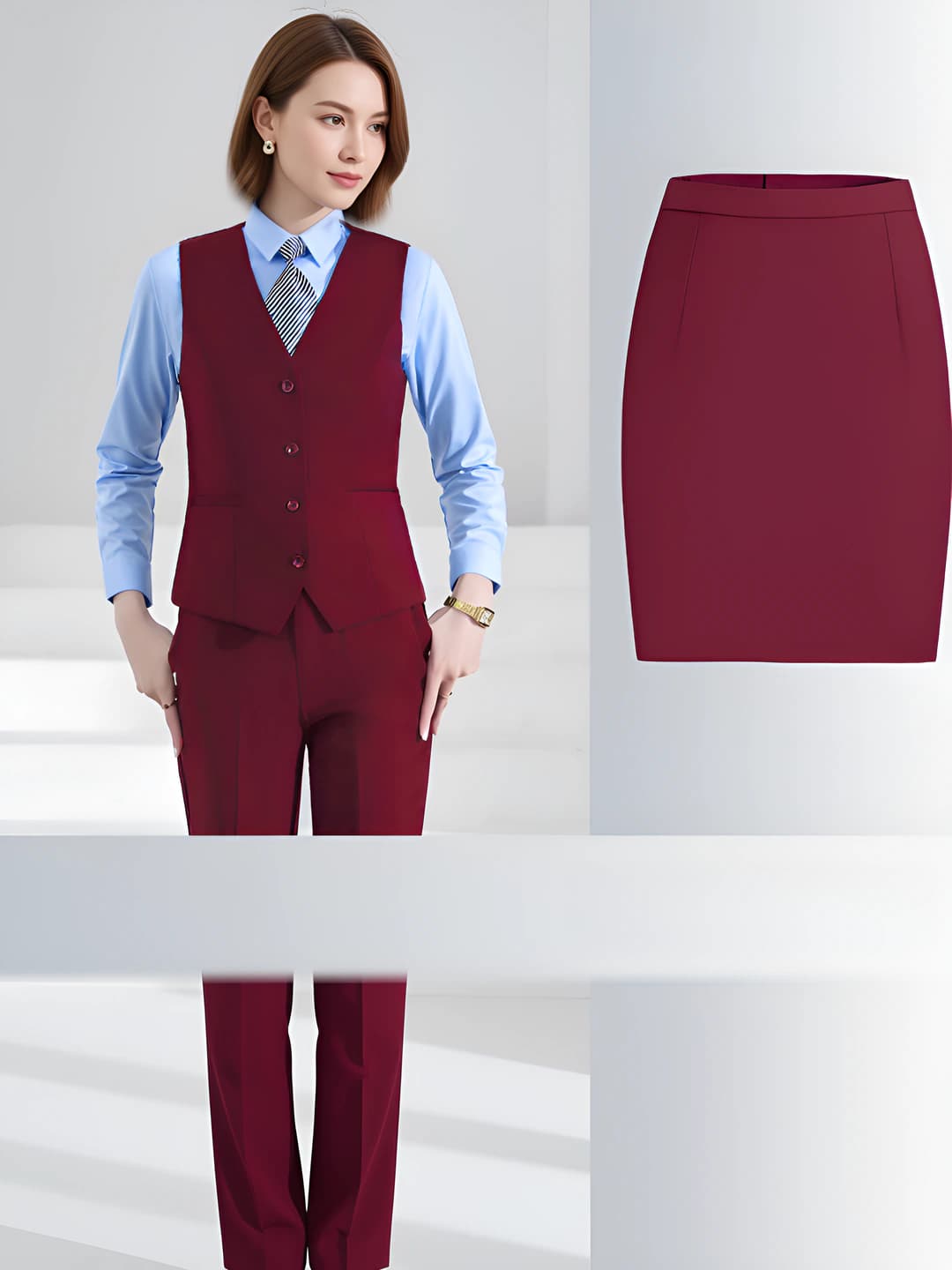 Wine red + Skirt