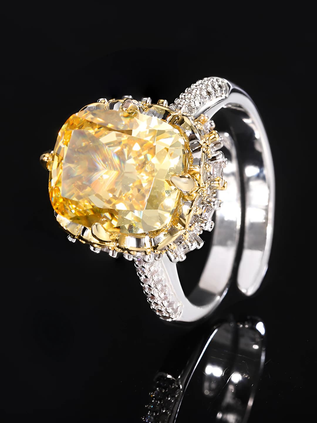 Ice cut yellow diamond ring