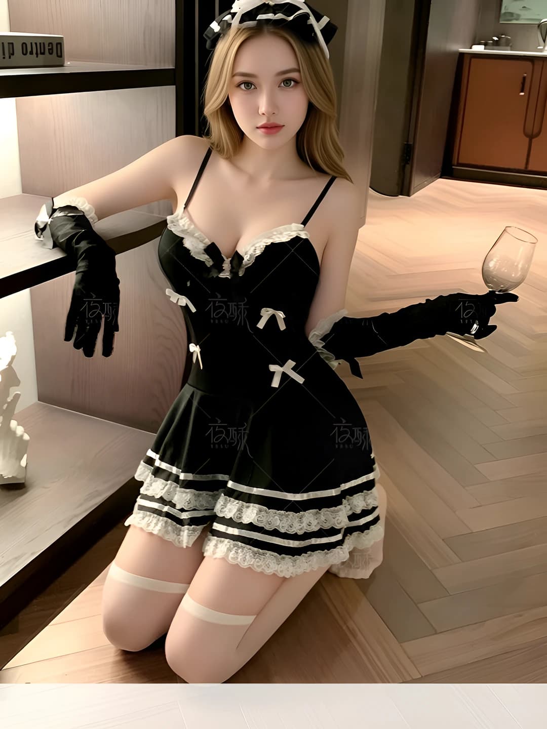 Women's maid role-play lingerie set: sexy red costume for cosplay