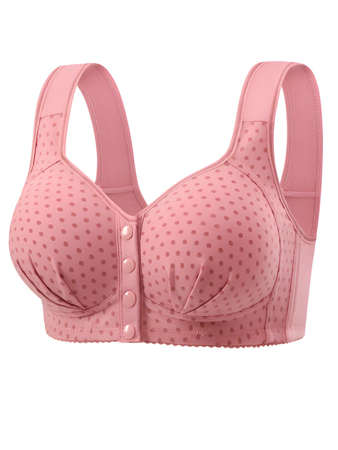 Women's wireless front-closure bra, cotton, tank top style, gathering and anti-sag support