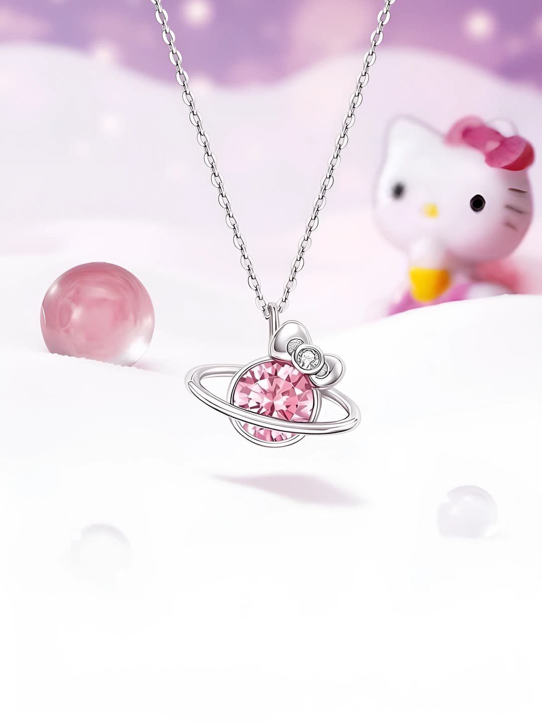 Women's Hello Kitty animal shape mixed material electroplated clavicle chain