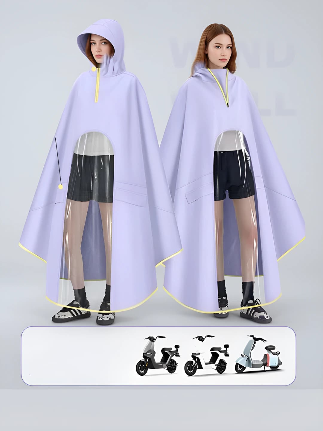 Женский дождевик для райдеров на скутере: длинный, утеплённый, водонепроницаемый, тонкий, нейлон 16-ти, PU покрытие