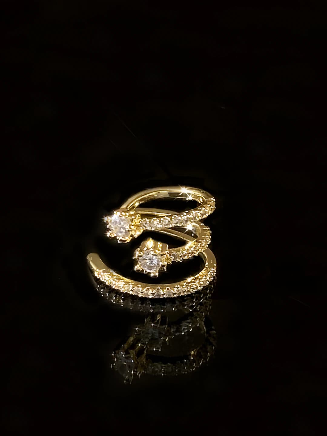 Gold zircon star ear cuffs