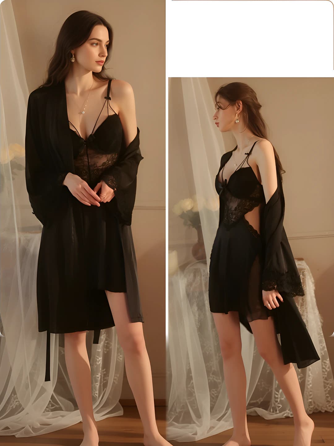 Black, separate outer + belt